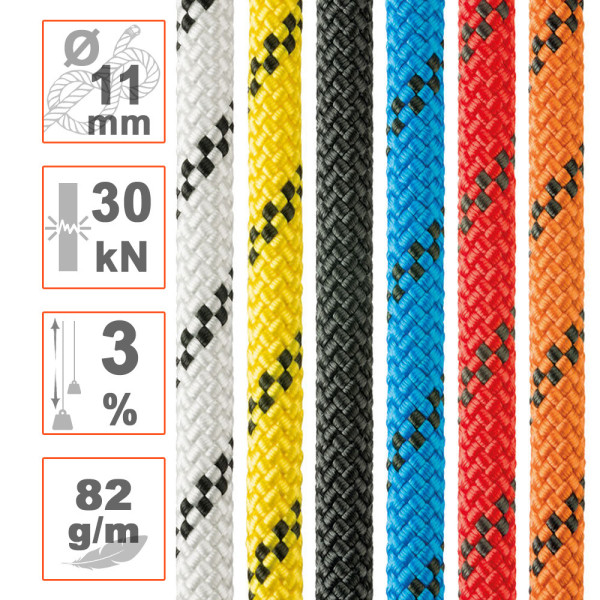 Cuerda semiestática Ø11mm AXIS de Petzl. Flexible y resistente.