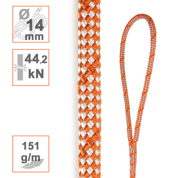 Cuerda de apeo SIRIUS BULL Ø14mm con gaza para tala de árboles