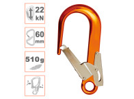Gancho de seguridad con apertura 60mm. Aluminio. Homologado EN362
