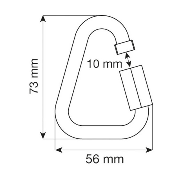 Conector triangular maillón Delta 8 para unir aparatos a arneses.