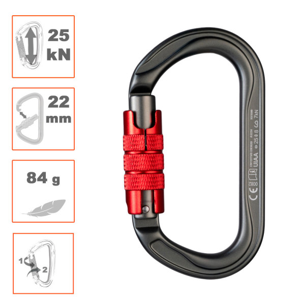 Mosquetón aluminio OLIBA Twist Lock Fixe con cierre automático