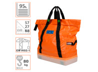 Saca de 95L certificada para 80kg de carga útil. Mide 57x27x68cm.