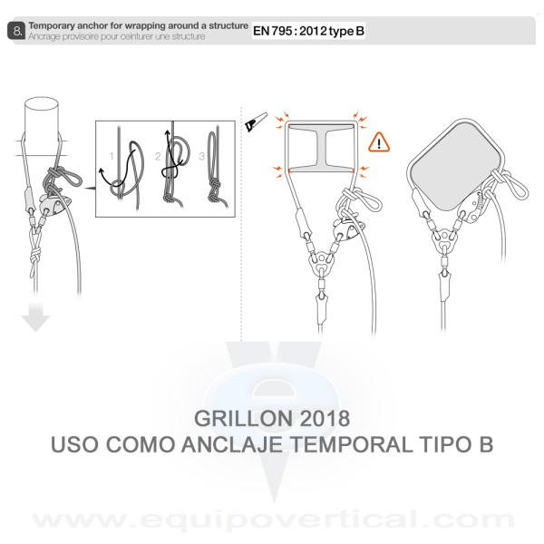 GRILLON Amarre con bloqueador de posicionamiento regulable Petzl
