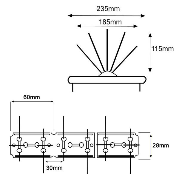 Quintuple pincho 18,5cm base inox - Protección antipalomas 23,5cm