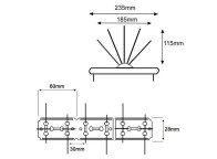 Quintuple pincho 18,5cm base inox - Protección antipalomas 23,5cm