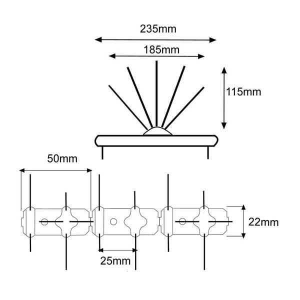 Quintuple pincho 18,5cm anchura - Protección antipalomas 23,5cm