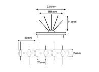 Quintuple pincho 18,5cm anchura - Protección antipalomas 23,5cm