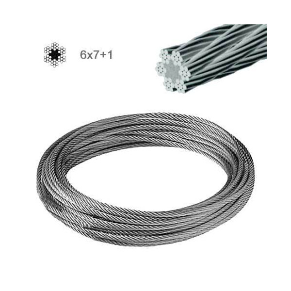 Cable de diámetro 2mm en acero galvanizado con trenzado 6x7+1 2