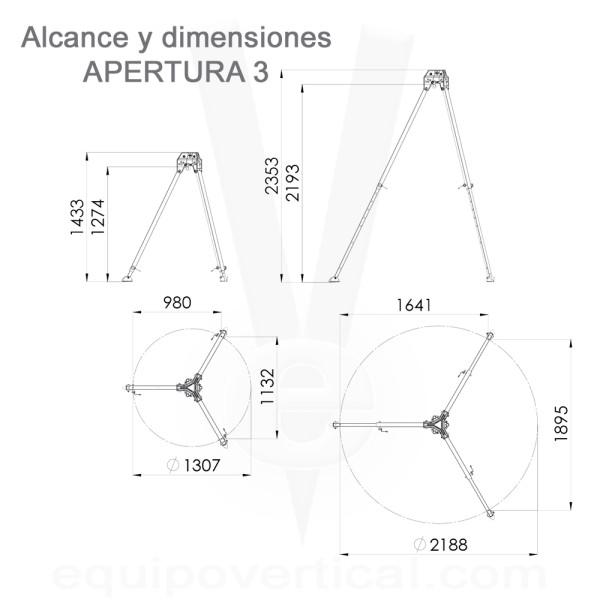Trípode profesional para espacios confinados, pozos, depósitos,..