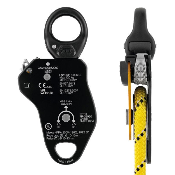 Polea PRO TRAXION Petzl con bloqueo para seguridad y suspensión