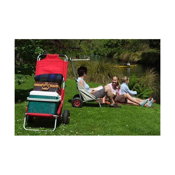 Carro de transporte y silla plegable Beach Rolly de color oliva